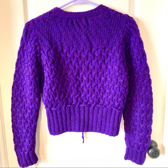 Vintage RAFIQUE 100% Wool V-Neck Woven Cardigan Sweater—SZ. Small - Picture 7 of 15